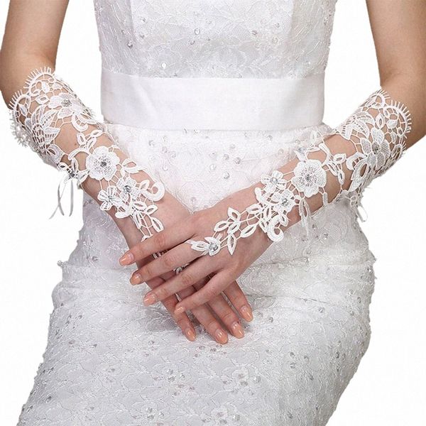 Gants de mariage en dentelle pour femmes Gants de mariée Fingerl Lg Floral Glove Party Prom Glove Accories pour les femmes et les mariées g5Ud #