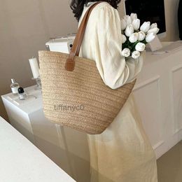Sac à épaule de grande capacité pour femmes sac à main tissé de paille d'été Fi Femelle Designer Luxury Beach Bali Shopper Tote U742 #