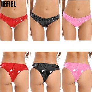 Leren damesslips Shorts Rits Kruis Booty Shorts Wetlook Lakleer Slips Slipje Lage taille Hotpants Clubwear 56F2 #