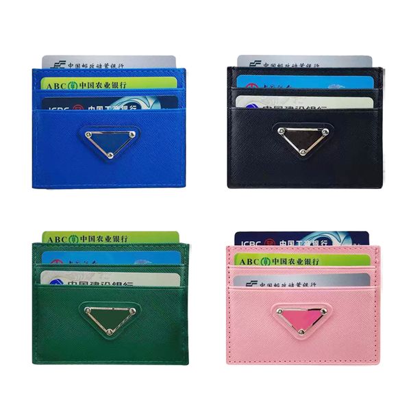 Porte-cartes de concepteur en cuir pour femmes triangle pliage de carte de crédit portefeuille homme sac à l'autre portefeuille avec porte-clés en boîte dame rose petit sac à main porte-passeport de luxe