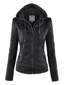 Femmes en cuir Faux gothique veste sweat à capuche pour femme hiver automne moto noir vêtements d'extérieur PU manteau de base 230131