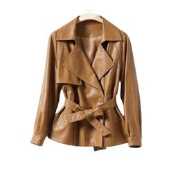 Chaqueta de imitación de cuero para mujer abrigo femenino otoño invierno PU versión coreana Miss chaquetas prendas de vestir exteriores cortas 231129