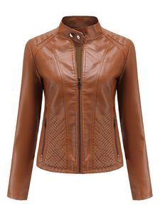 Femmes en cuir Faux vestes et manteaux printemps automne à manches longues mode basique moto femme Streetwear veste décontractée 230131