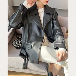 Abrigos de piel sintética para mujer chaqueta de piel de cordero de manga larga 100% Natural H308 230831