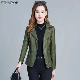 Femmes en cuir Faux YTNMYOP femmes vestes 5XL armée vert manteau femme vêtements vêtements d'extérieur décontractés 231129