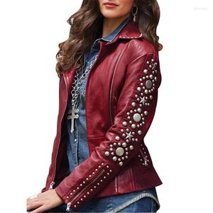 Veste en cuir slim en cuir pour femmes veste de veste en manteau faux motocycle vestes de vélo de taille plus de taille pour 3xl 4xl 5xl