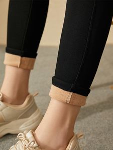 Femmes Leggings Amii minimalisme hiver Legging pour femmes mode taille haute pantalon décontracté épaissir mince noir polaire femme bas 12030596 221122