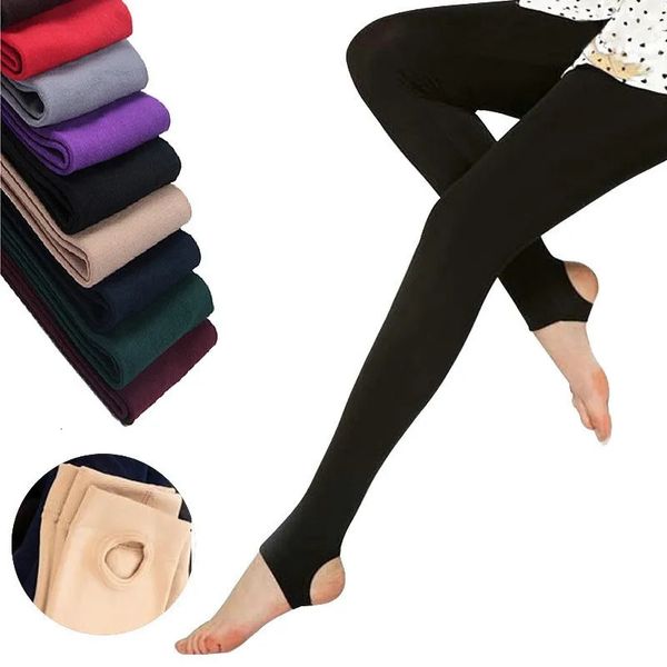 Femmes Leggings automne hiver femme épais chaud couleur bonbon brossé charbon Stretch thermique polaire pantalon piétiner les pieds 231021