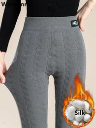 Damesleggings Dikker Dames Oversize Slanke Leggins Pantalones Warme Zijde Gewatteerde Hoge Taille Broek Winter Sneeuwkleding Enkellange Legginsy 231018