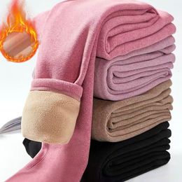 Leggings para mujer Mujeres Leggins cálidos de invierno Cintura alta Color sólido Terciopelo engrosado Elástico 230925