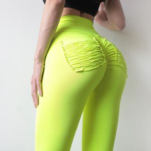 Dames leggings yoga broek ontwerp zak pure kleur 15 kleur bodypants hoge taille tracksak broek strakke fitting bil lift elastische kracht fitness joggen