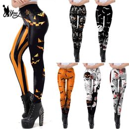 Leggings pour femmes, vous êtes mon arrivée secrète Halloween 12% Spandex Pumpkin Skull Digital Imprime