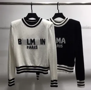 Dameslettersweater voor ontwerper Casual gebreide contrasterende kleur Lange mouwen Mode Klassieke dameskraag katoenen jas