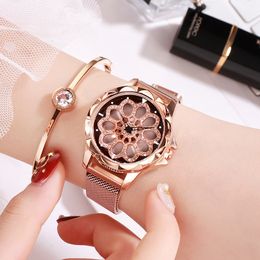 Womens Light Luxury 360 graden Rotary High Fashion Diamond-Inset Waterproof Steel Strap Watch W3