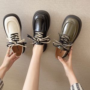 Mocassins en cuir à bout rond pour femmes, chaussures décontractées à enfiler, Oxfords Modis souples, Style britannique, automne et été, 202