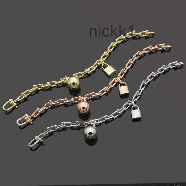 Bracelets à main pour femmes, chaîne de créateur, bijoux monocouche en forme de U, or/argent/Rose, marque complète comme cadeau de mariage et de noël U5X0