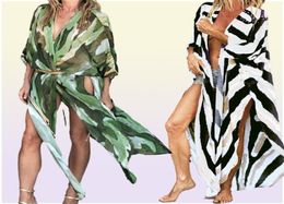 Cubierta de cubierta de traje de baño largo para mujeres Chiffon Kimono Beach Cardigan9081214