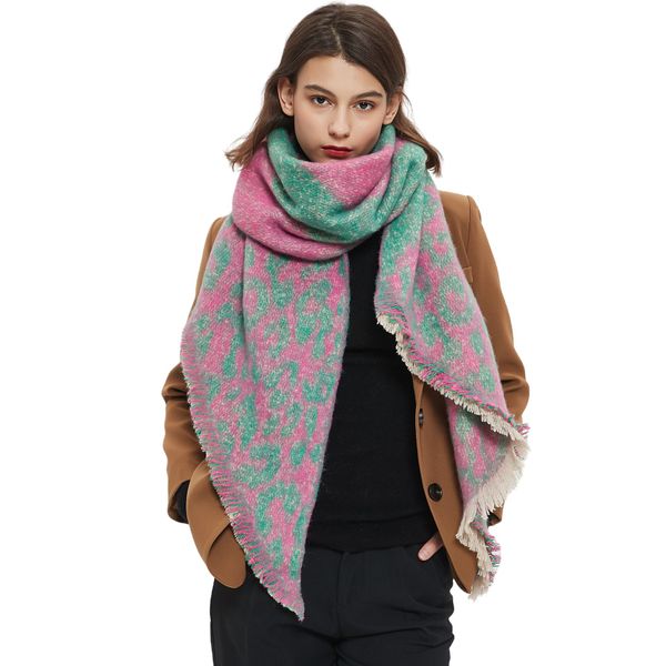 Foulards à boucle pour femmes, écharpe d'hiver, gris, rouge, rose, imprimé léopard