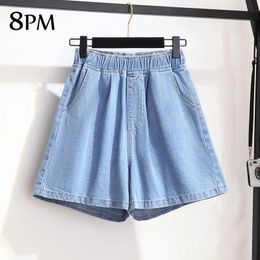 Salounge pour femmes Shorts Bermuda plus taille de coton d'été décontracté Longueur avec poches en denim jeans courts3xl 4xl 5xl ouc1519 240420