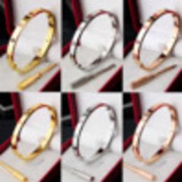 Pulseiras de amor femininas clássicas para amantes moda unissex pulseira de casamento pulseira dia dos namorados com caixa tamanho 260b