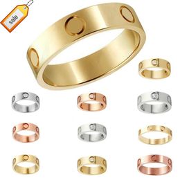 Dames liefde ring heren ontwerper hartband ringen paar sieraden titanium stalen band mode klassieke gouden zilveren roze kleurschroef met diamanten maat 5-10 doos gif