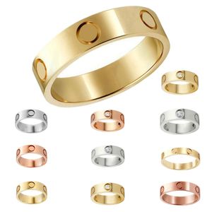 Dames liefdesring Heren ontwerper hart merk ringen paar sieraden titanium stalen band modieus klassiek goud zilver roze kleur schroef met diamanten maat 5-12 rode doos