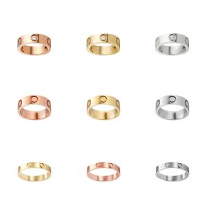 Dames liefde ringen ontwerper ring paar sieraden band titanium staal met diamanten casual mode klassiek gouden zilveren roos maat 4/5/6 mm rode doos cadeau