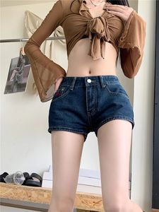 Dames Low Rise Blue Denim Shorts Summer American Street Style Sexy Pants Young Girl A-Line Slim Skinny Mini Jeans 240418