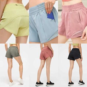 Lu-33 Short de yoga pour femme Hotty Hot Pants Poche Séchage rapide Accélérer Vêtements de sport Tenue de sport Respirant Fitness Leggings taille haute élastique