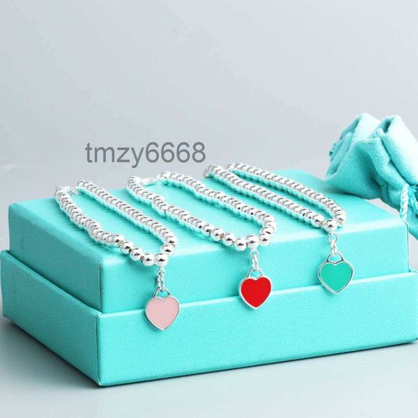 Bracelets de luxe pour femmes Bracelet Tiff Amour Pendentif en forme de coeur en émail Chaîne à main Femme Tiffanjewelry S925 Argent Fille Amie Chaînes à main Dames 02 IWWW