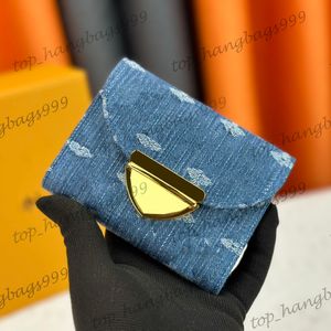 Designer de luxe pour femmes M82599 Blue Denim Old Flower Wallet Carte Sacs avec pochette à fermeture éclair à trois fois 12x9.5x2,5 cm