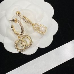Pendientes de diseño de diamantes de lujo para mujer, joyería de moda, pendientes dorados C, aros para fiesta de mujer, aros de compromiso de boda 2302272BF