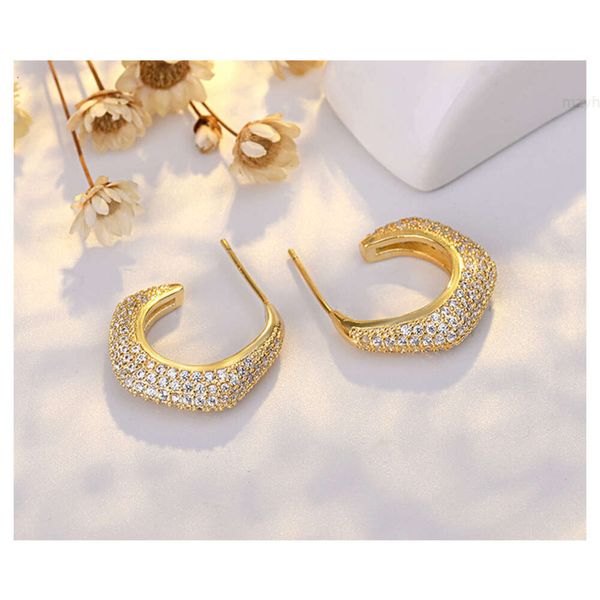 Bijoux de luxe pour femmes en laiton en laiton en laiton S925, dernières boucles d'oreilles en diamant de la mode de lune de la mode,