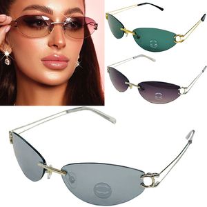 Gafas de sol piloto de lujo para mujeres lentes de letras de cristal de diseñador decorativo de marco de metal de alta calidad con caja de gafas originales CH4049S