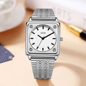 Womens luxe eenvoudige prachtige hoge uitstraling niveau stalen riem vierkante plaat waterdicht quartz horloge montre de luxe geschenken
