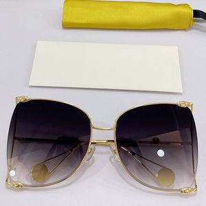 Gafas de sol de lujo para mujer 0252S personalidad de la moda marco grande espejo pierna cola perla diseño damas viaje vacaciones fiesta gafas rosa UV400 con caja original