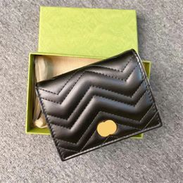 Femmes Marmont Porte-clés Porte-cartes Designer de luxe Porte-monnaie en cuir véritable Hommes Cinq compartiments à cartes avec boîte Portefeuilles Porte-sacs Porte-monnaie CardHolder 466492