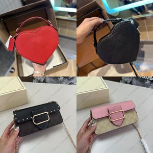 Dames heren zwart wit hart tas riem Lederen portemonnee Luxe handtas roze Designer Schoudertas top handvat aardbei CrossBody Clutch denim stad draagtassen