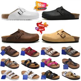 Mujer Hombre Bostons Zuecos Zapatillas Sandalias de diseñador Birkent Gamuza Cuero Plantilla suave Piel de oveja engrasada Birko-Flor Marrón Gris Blanco Negro Madrid Birkibucs Diapositivas