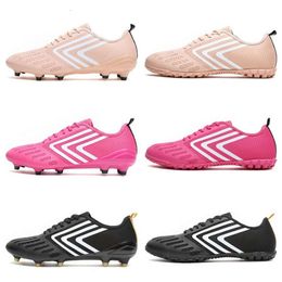 Chaussures de Football respirantes pour hommes et femmes, chaussures basses et légères, Rose, noir, AG TF, pour jeunes enfants