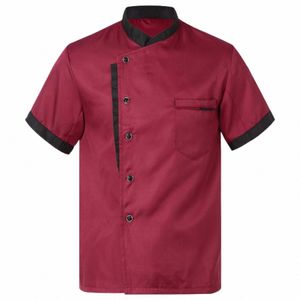 Dames Heren Chef-shirt Restaurant Keuken Werkuniform Korte mouw Koken Jasje Kantine Hotel Food Service Werkshirt M37Y #