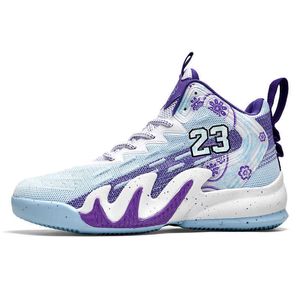 Damesheren comfortabel paars blauwe basketbalschoenen hoge top jeugd sporttrainers mode casual sneakers
