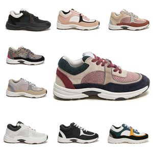 Baskets en tweed de coton pour hommes pour femmes Chaussures de sport en cuir de veau pour femme Chaussures de sport pour homme réfléchissantes Plate-forme à lacets épissant des chaussures de sport de luxe TAILLE 35-46