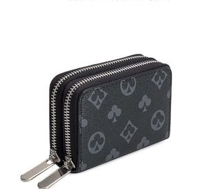 Femmes Hommes Designer Mode Poche zippée Portefeuille de luxe Pièces de monnaie Cartes de crédit Étui Marron Monogrammé Plaid Toile portefeuilles Noir Prin339N