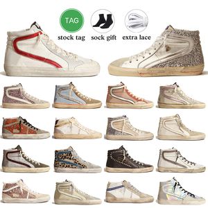 Para mujer para hombre diseñador zapatillas de deporte zapatillas de deporte de lujo zapatos casuales vintage hechos a mano marca italiana piel de becerro superior plata oro brillo plataforma flash media bola estrella entrenadores