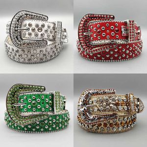 Femmes Hommes Diamant Ceinture Bb Designer Simon Western Strass Ceintures Mode Punk Hip Hop Rivet Ceinture