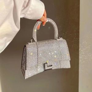 Womens Mens incrusté de diamants fourre-tout sacs d'embrayage chaîne sac à bandoulière sablier luxes en cuir véritable rose designer sac à bandoulière pochette grand messager sac à main sacs