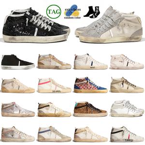 Femmes Hommes OG Luxe Mid Star Designer Baskets Chaussures Gold Studs Rose Zebra Daim Cuir Glitter Argent Vintage Italie Marque Plate-Forme Plate-Forme Plate-Formes À La Main