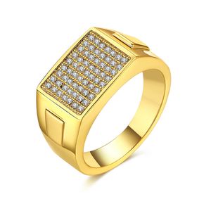 Bague pour femme et homme solide en or jaune 18 carats rempli de bijoux de mariage en micro cristal glacé taille 7,8,9 cadeau de Noël