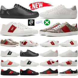 Femmes Hommes Chaussures Bee Ace Baskets Basses Chaussure Casual Avec Boîte Baskets De Sport Designer Tigre Brodé Noir Blanc Vert Rayures jogging Femme merveilleux zapato 1689